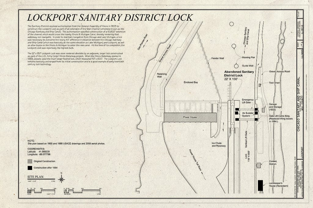 Blueprint Lockport Sanitary District Lock - Chicago Sanitary and Ship Canal, Lockport Lock, 2502 Channel Drive, Lockport, Will County, IL