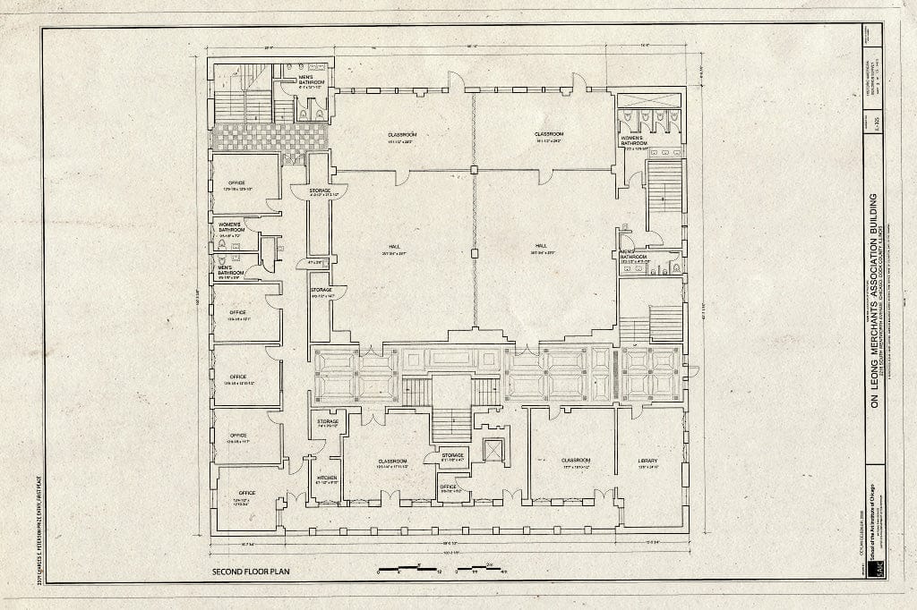 Blueprint Second Floor Plan - On Leong Merchants Association, 2216 South Wentworth Avenue, Chicago, Cook County, IL