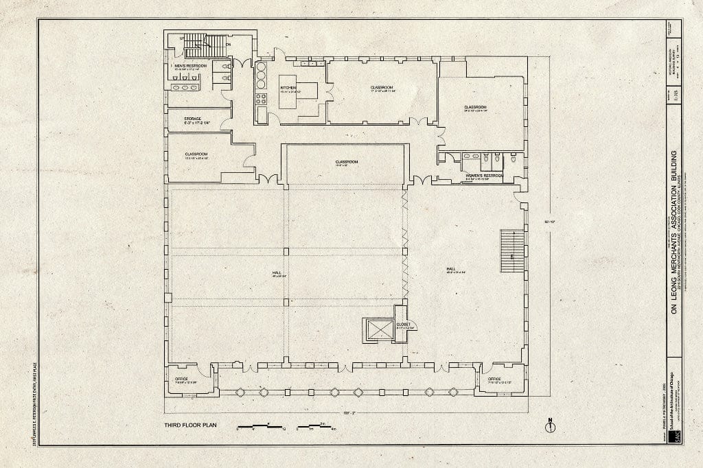 Blueprint Third Floor Plan - On Leong Merchants Association, 2216 South Wentworth Avenue, Chicago, Cook County, IL