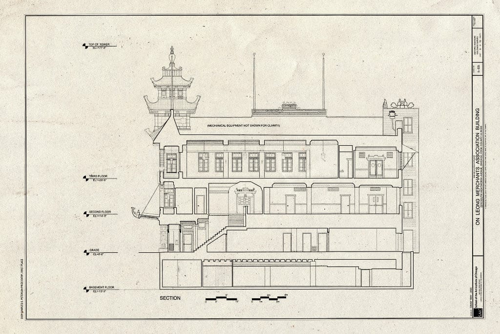 Blueprint Section - On Leong Merchants Association, 2216 South Wentworth Avenue, Chicago, Cook County, IL