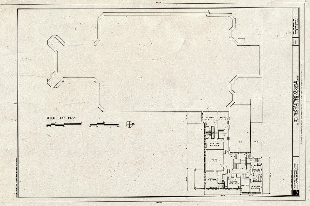 Blueprint Third Floor Plan - St. Thomas The Apostle Church, 5472 South Kimbark Avenue, Chicago, Cook County, IL
