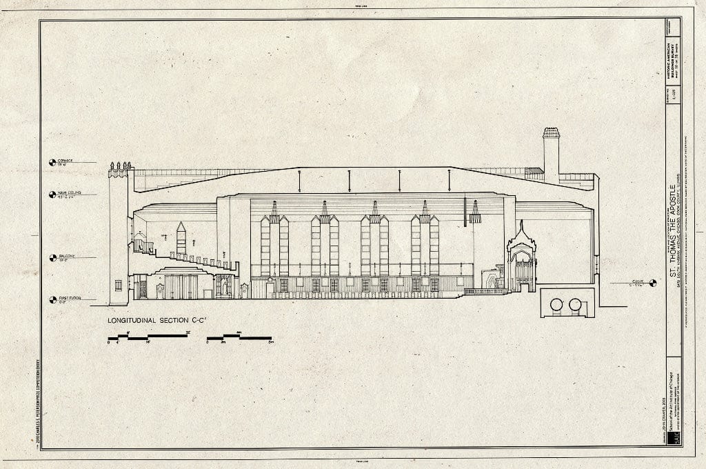 Blueprint Section - St. Thomas The Apostle Church, 5472 South Kimbark Avenue, Chicago, Cook County, IL