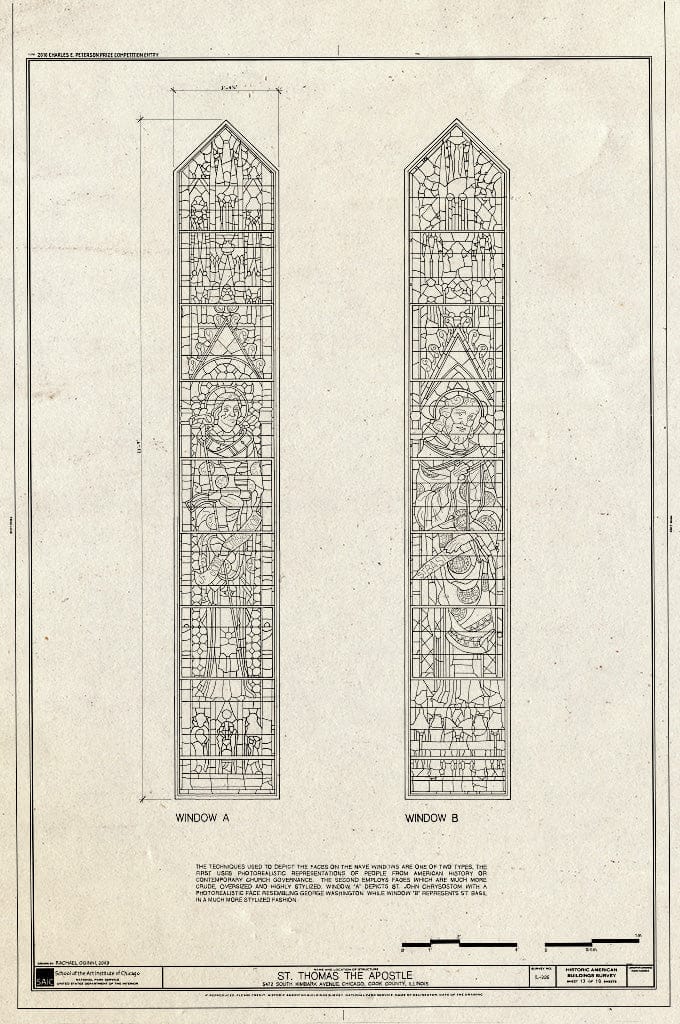 Blueprint Windows A & B - St. Thomas The Apostle Church, 5472 South Kimbark Avenue, Chicago, Cook County, IL
