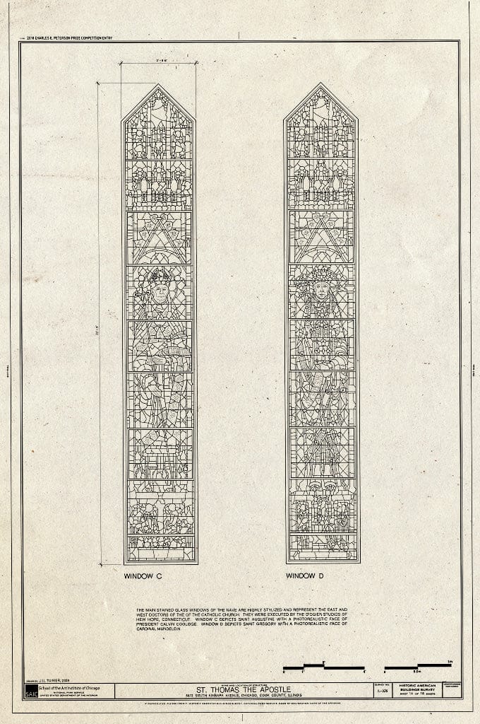 Blueprint Windows C & D - St. Thomas The Apostle Church, 5472 South Kimbark Avenue, Chicago, Cook County, IL