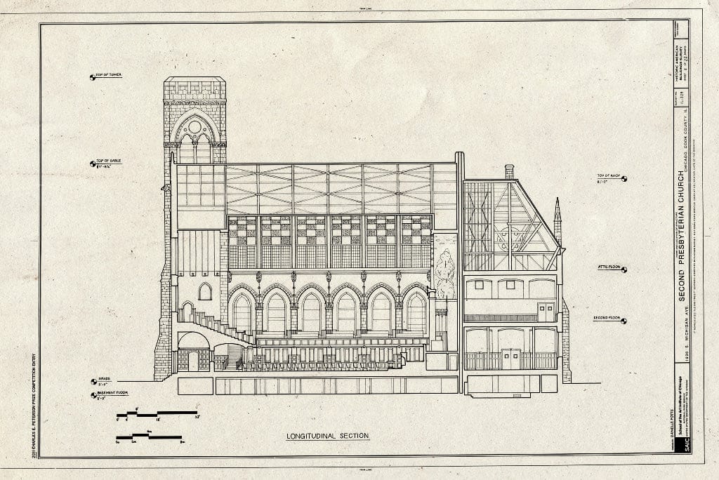 Blueprint Section - Second Presbyterian Church, 1936 South Michigan Avenue, Chicago, Cook County, IL