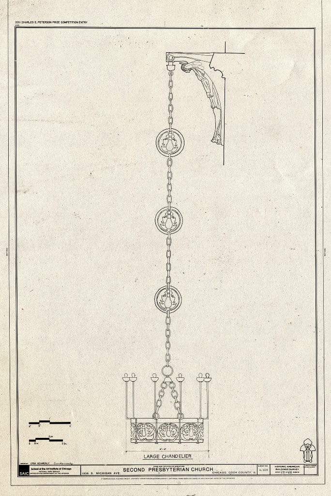 Blueprint Large Chandelier - Second Presbyterian Church, 1936 South Michigan Avenue, Chicago, Cook County, IL