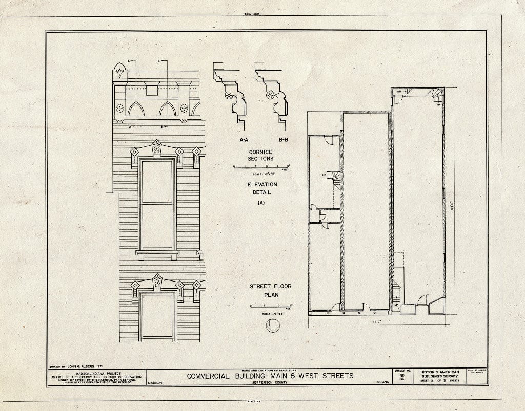 Blueprint HABS IND,39-MAD,10- (Sheet 2 of 3) - Commercial Building, 102-104 1/2 East Main Street, Madison, Jefferson County, in
