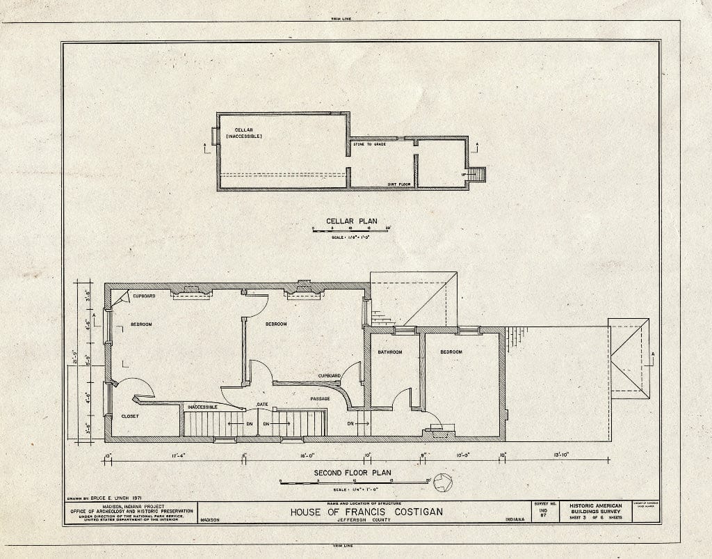 Blueprint HABS IND,39-MAD,11- (Sheet 3 of 6) - Francis Costigan House, 408 West Third Street, Madison, Jefferson County, in