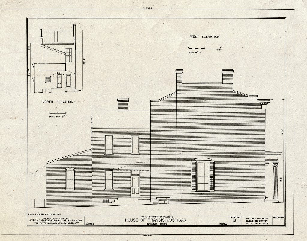 Blueprint HABS IND,39-MAD,11- (Sheet 5 of 6) - Francis Costigan House, 408 West Third Street, Madison, Jefferson County, in