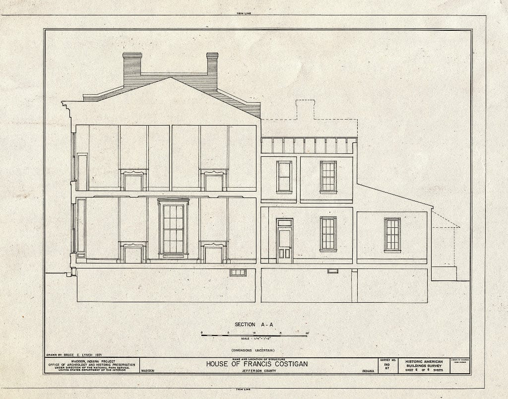 Blueprint HABS IND,39-MAD,11- (Sheet 6 of 6) - Francis Costigan House, 408 West Third Street, Madison, Jefferson County, in