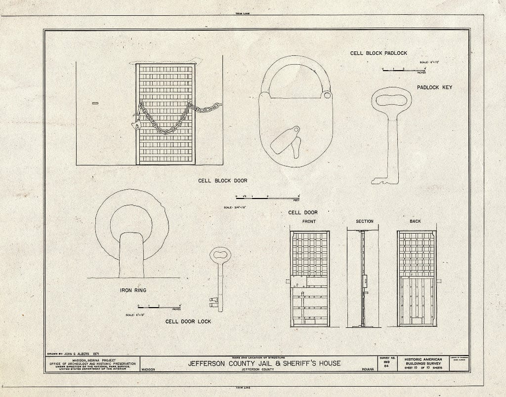 Blueprint HABS IND,39-MAD,9- (Sheet 10 of 10) - Jefferson County Jail & Sheriff's Office, Courthouse Square, Madison, Jefferson County, in
