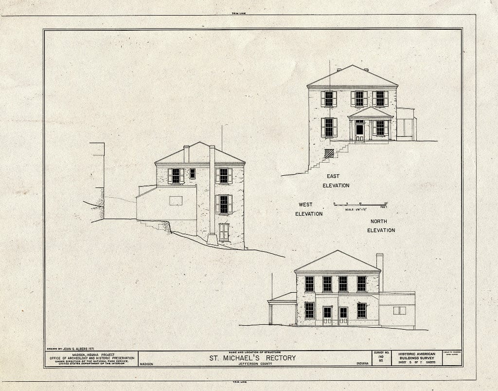 Blueprint HABS IND,39-MAD,8- (Sheet 5 of 7) - St. Michael's Rectory, 519 East Third Street, Madison, Jefferson County, in
