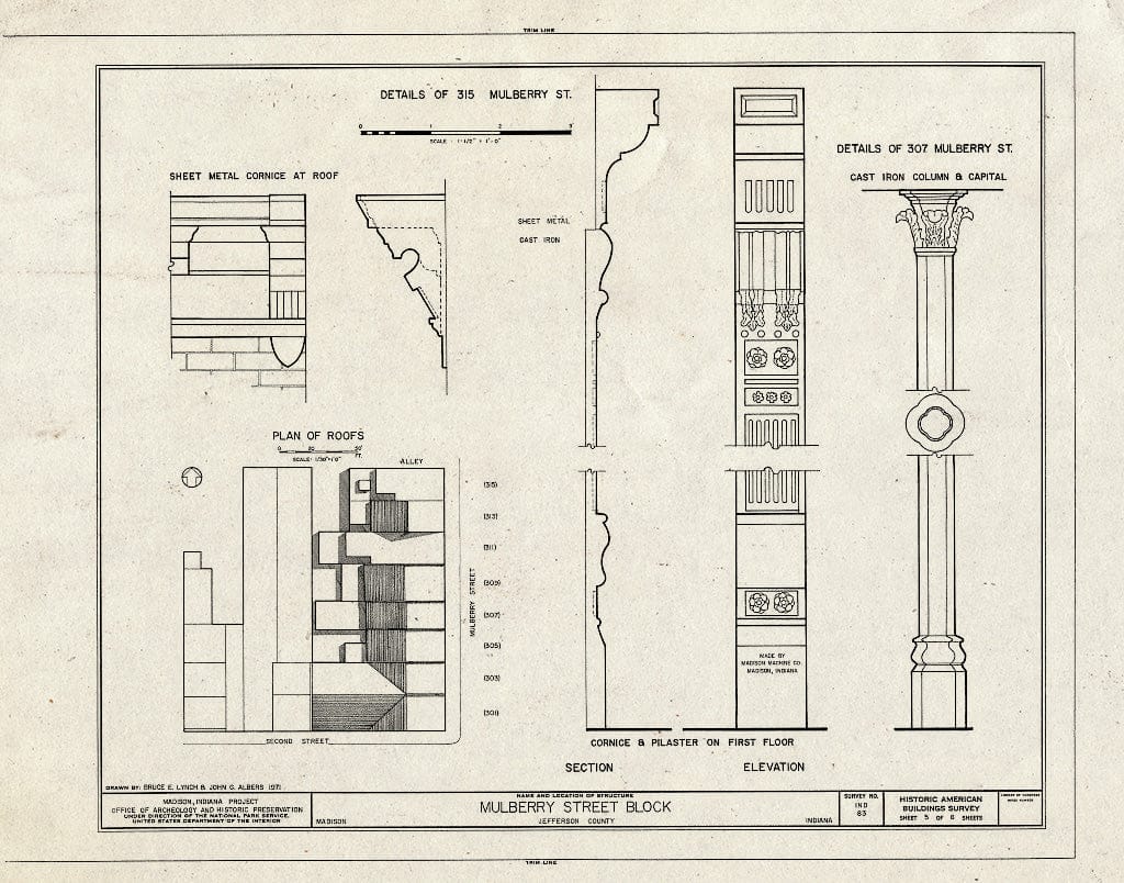 Blueprint HABS IND,39-MAD,7- (Sheet 5 of 6) - Mulberry Street Block (Commercial Buildings), 301-315 Mulberry Street, Madison, Jefferson County, in