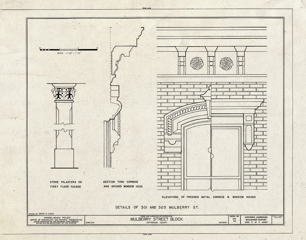 Blueprint HABS IND,39-MAD,7- (Sheet 6 of 6) - Mulberry Street Block (Commercial Buildings), 301-315 Mulberry Street, Madison, Jefferson County, in