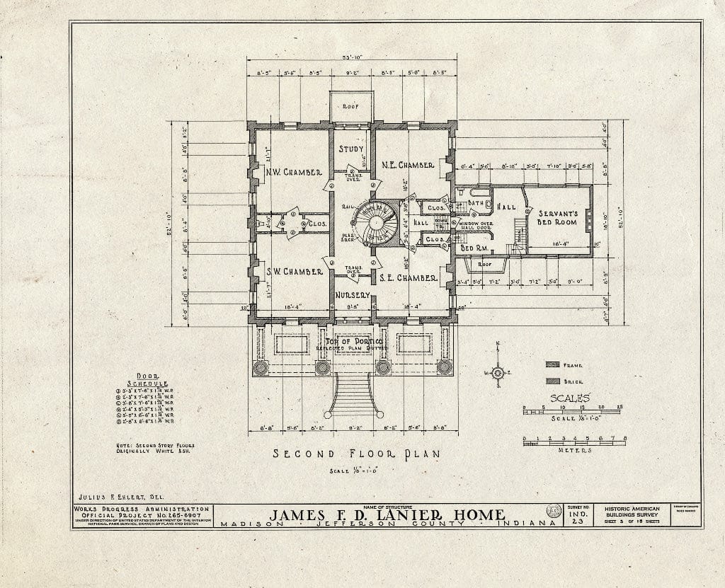 Blueprint HABS IND,39-MAD,4- (Sheet 3 of 15) - James F. D. Lanier House, 511 West First Street, Madison, Jefferson County, in