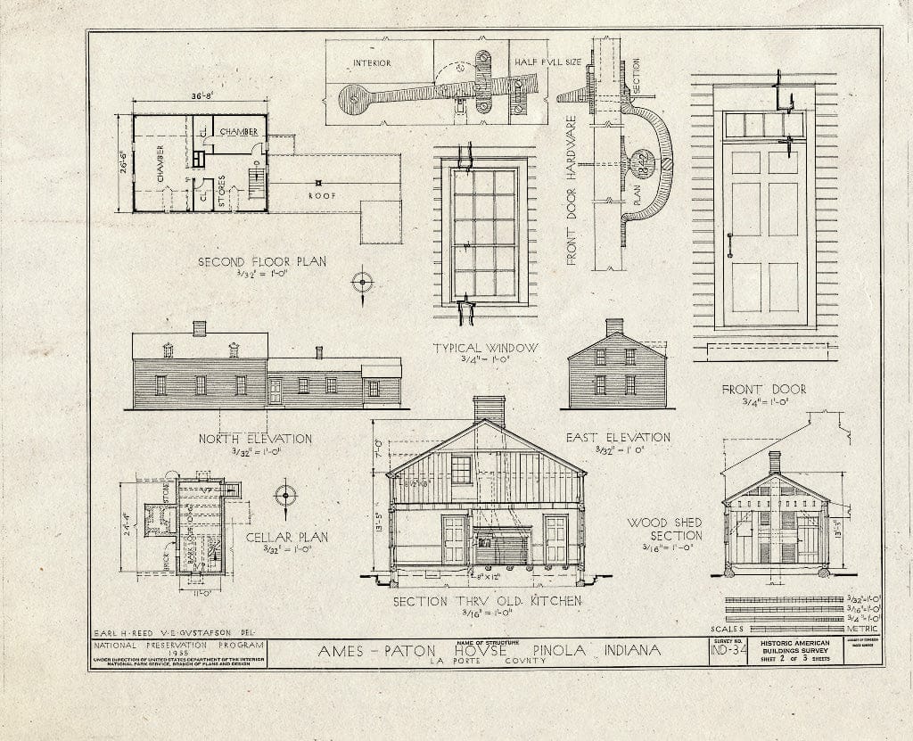 Blueprint HABS IND,46-Pino,1- (Sheet 2 of 3) - Ames-Paton House, Pinola, La Porte County, in
