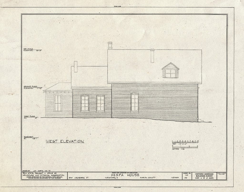 Blueprint HABS IND,49-IND,12- (Sheet 6 of 8) - Despa House, 538 Lockerbie Street, Indianapolis, Marion County, in