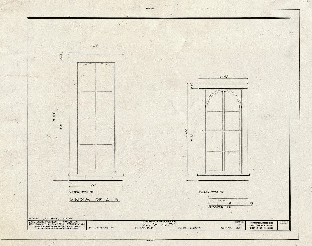 Blueprint HABS IND,49-IND,12- (Sheet 8 of 8) - Despa House, 538 Lockerbie Street, Indianapolis, Marion County, in