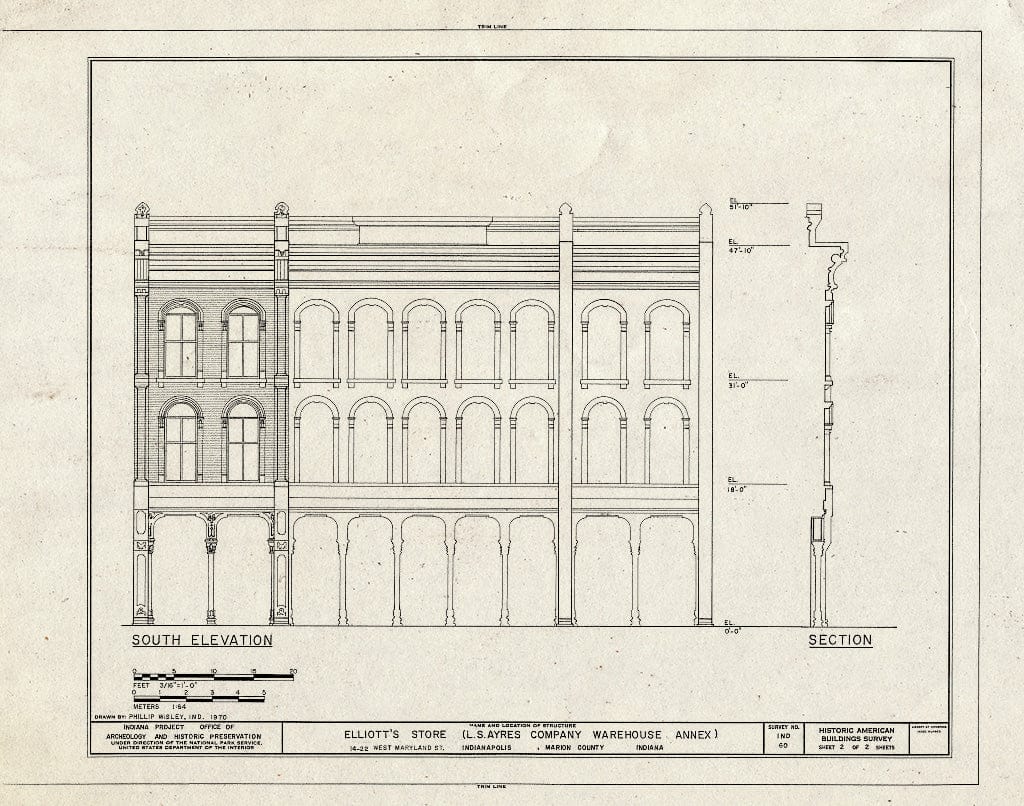 Blueprint HABS IND,49-IND,15- (Sheet 2 of 2) - Elliott's Block, 14-22 West Maryland Street, Indianapolis, Marion County, in