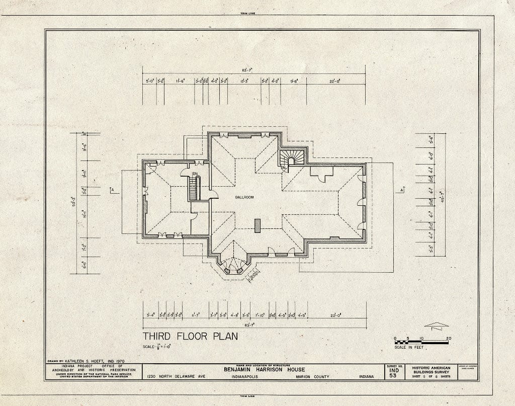 Blueprint HABS IND,49-IND,10- (Sheet 5 of 8) - Benjamin Harrison House, 1230 North Delaware Street, Indianapolis, Marion County, in
