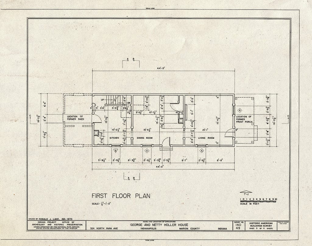 Blueprint HABS IND,49-IND,6- (Sheet 3 of 11) - George & Netty Holler House, 324 North Park Avenue, Indianapolis, Marion County, in