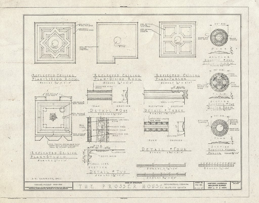 Blueprint HABS IND,49-IND,4- (Sheet 4 of 5) - Prosser House, 1454 East Tenth Street, Indianapolis, Marion County, in