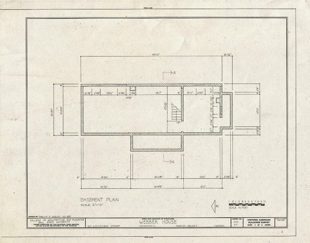 Blueprint HABS IND,49-IND,11- (Sheet 2 of 8) - Webber House, 621 Lockerbie Street, Indianapolis, Marion County, in