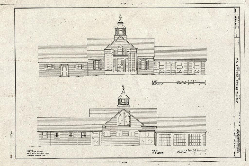 Blueprint HABS IND,15-AUR,1A- (Sheet 2 of 3) - Veraestau, Carriage House & Stable, Holman Hill Road, Aurora, Dearborn County, in