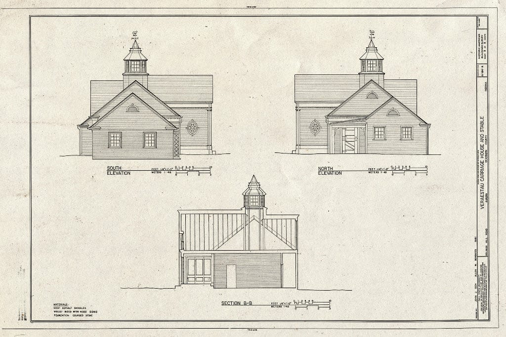 Blueprint HABS IND,15-AUR,1A- (Sheet 3 of 3) - Veraestau, Carriage House & Stable, Holman Hill Road, Aurora, Dearborn County, in