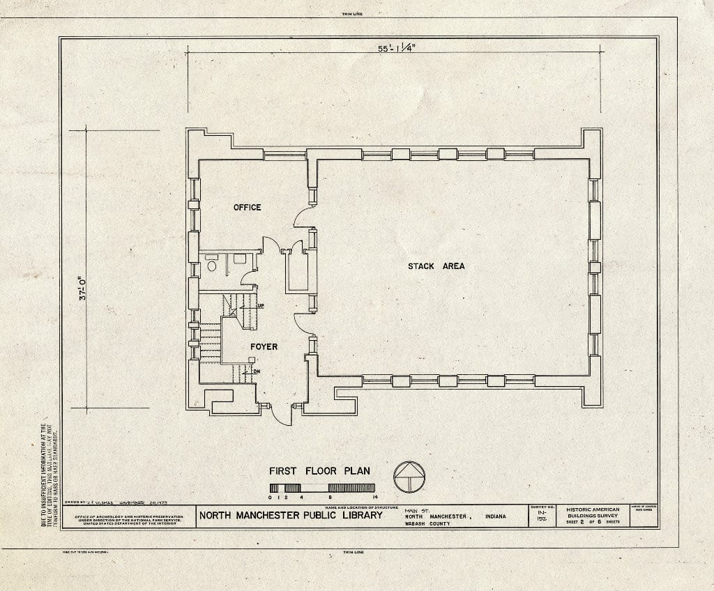 Blueprint HABS IND,85-Mano,1- (Sheet 2 of 6) - North Manchester Public Library, Main Street, North Manchester, Wabash County, in