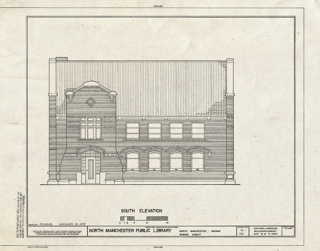 Blueprint HABS IND,85-Mano,1- (Sheet 6 of 6) - North Manchester Public Library, Main Street, North Manchester, Wabash County, in