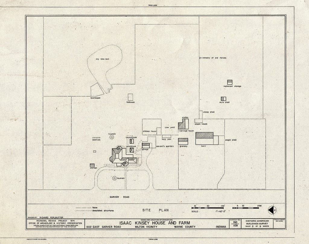 Blueprint HABS IND,89-Milt.V,1- (Sheet 2 of 9) - Isaac Kinsey House & Farm, 502 East Sarver Road, Milton, Wayne County, in