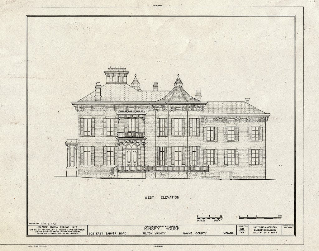 Blueprint HABS IND,89-Milt.V,1- (Sheet 6 of 9) - Isaac Kinsey House & Farm, 502 East Sarver Road, Milton, Wayne County, in