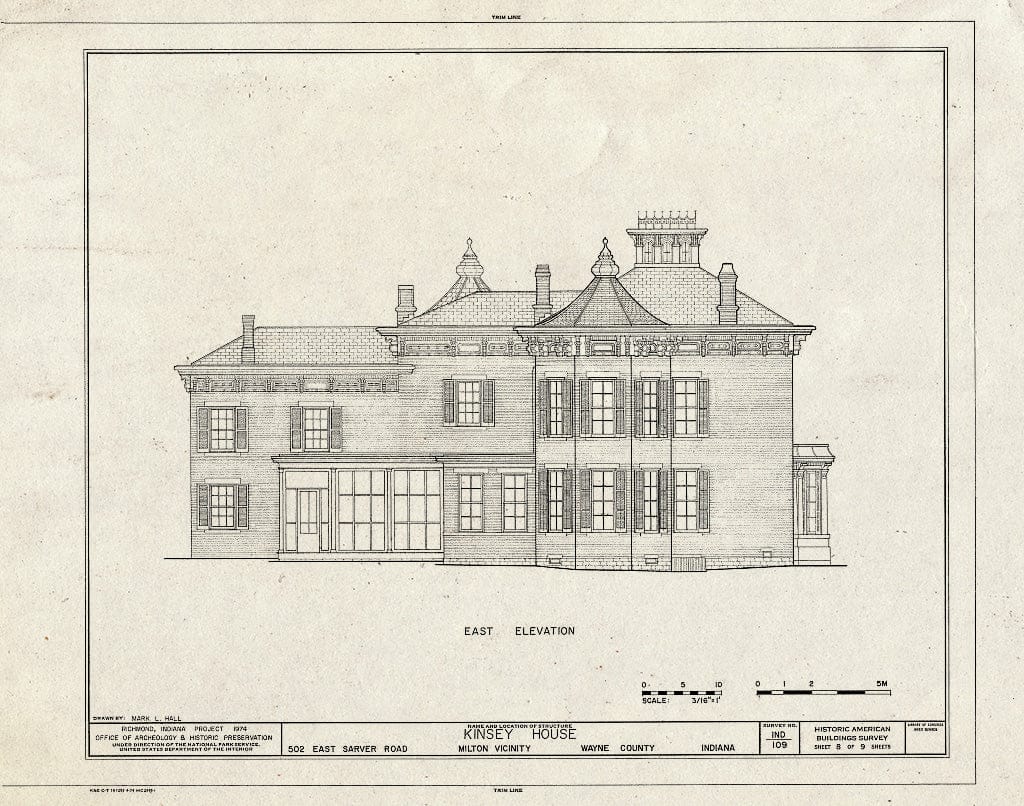 Blueprint HABS IND,89-Milt.V,1- (Sheet 8 of 9) - Isaac Kinsey House & Farm, 502 East Sarver Road, Milton, Wayne County, in