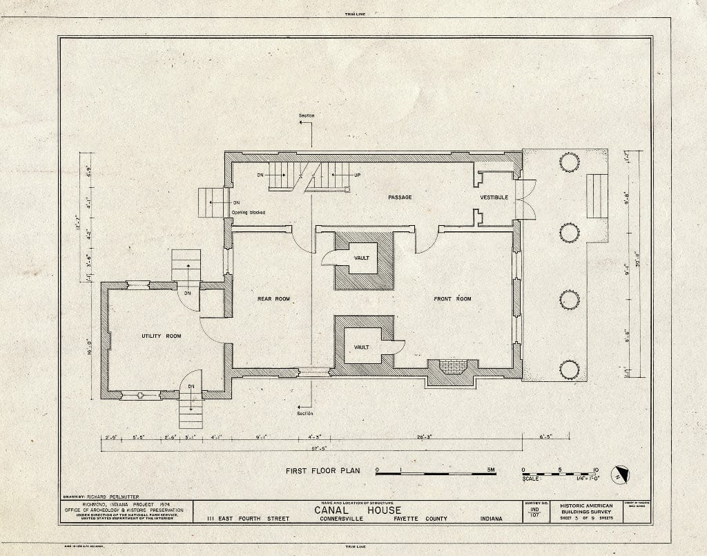Blueprint HABS IND,21-CONVI,1- (Sheet 3 of 9) - Canal House, 111 East Fourth Street, Connersville, Fayette County, in