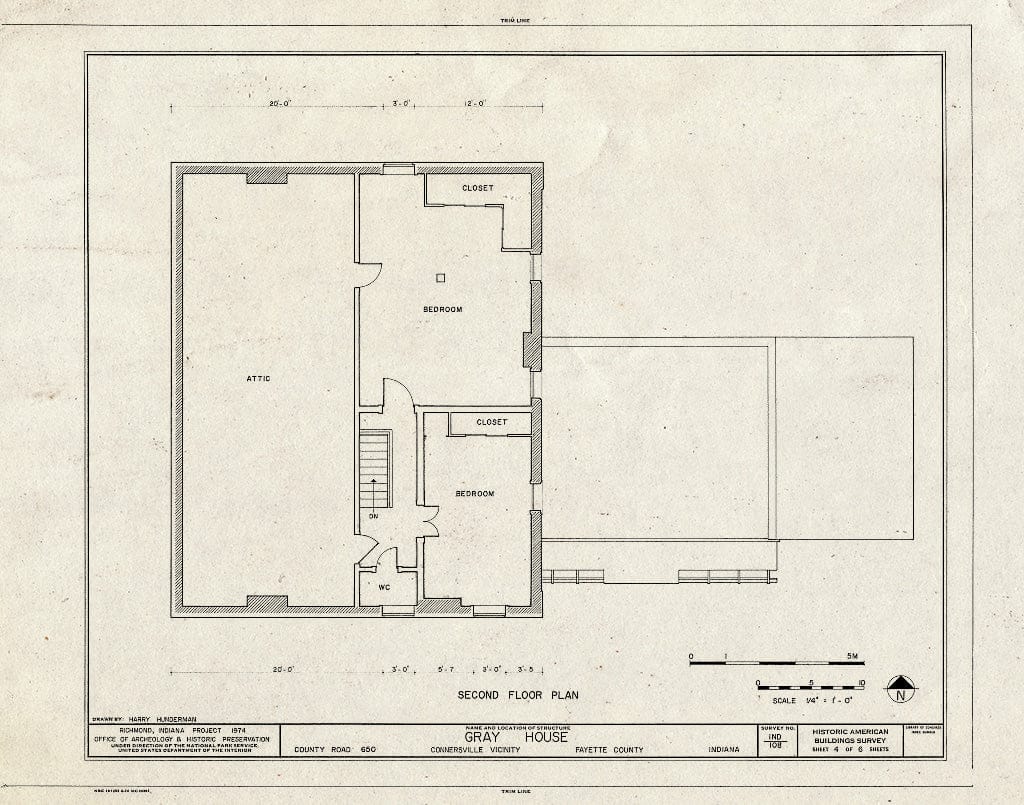 Blueprint HABS IND,21-CONVI.V,1- (Sheet 4 of 6) - Gray House, County Road, Connersville, Fayette County, in