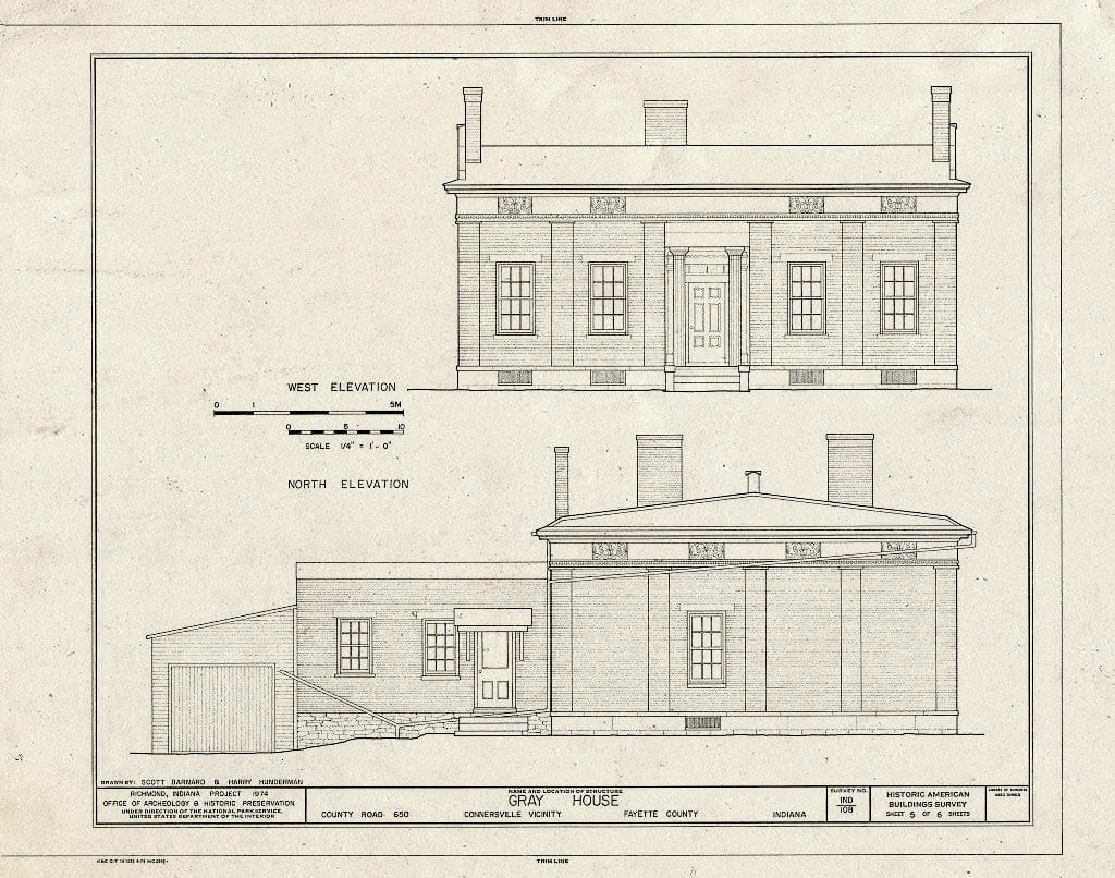 Blueprint HABS IND,21-CONVI.V,1- (Sheet 5 of 6) - Gray House, County Road, Connersville, Fayette County, in