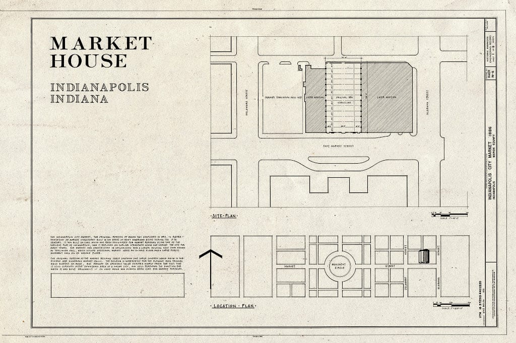 Blueprint HAER IND,49-IND,14- (Sheet 1 of 6) - Market House, Indianapolis, Marion County, in