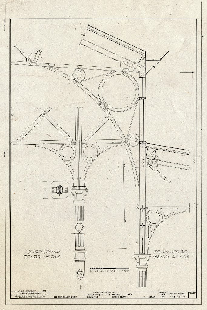 Blueprint HAER IND,49-IND,14- (Sheet 4 of 6) - Market House, Indianapolis, Marion County, in