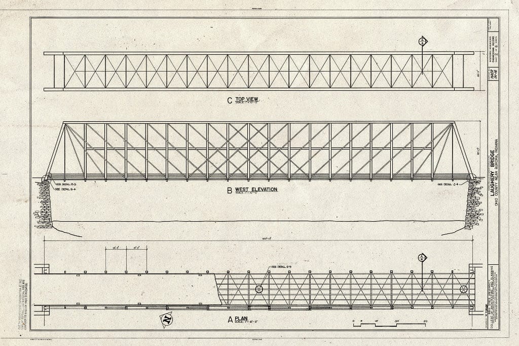 Blueprint HAER IND,15-AUR.V,1- (Sheet 2 of 6) - Laughery Creek Bridge, Spanning Laughery Creek, Aurora, Dearborn County, in