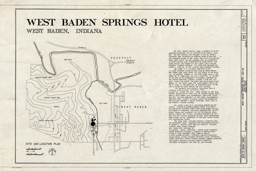 Blueprint HAER IND,59-BADW,1- (Sheet 1 of 8) - West Baden Springs Hotel, State Route 56, West Baden Springs, Orange County, in