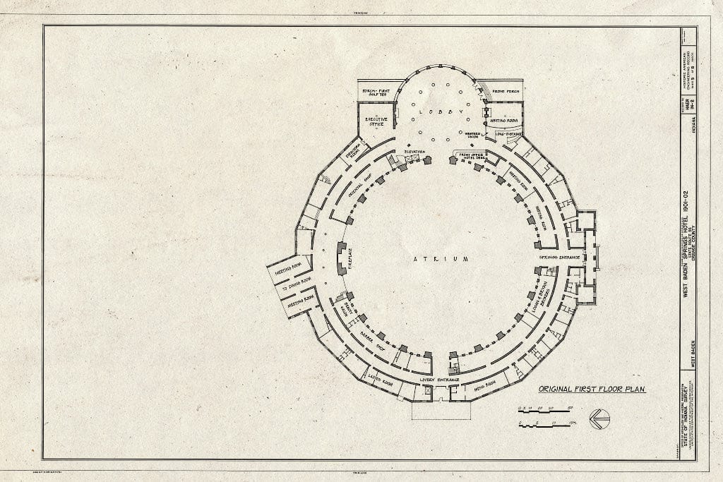 Blueprint HAER IND,59-BADW,1- (Sheet 5 of 8) - West Baden Springs Hotel, State Route 56, West Baden Springs, Orange County, in