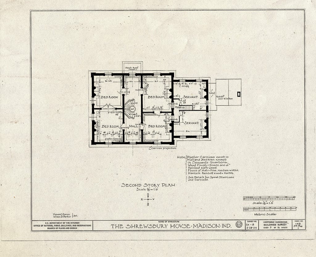 Blueprint HABS IND,39-MAD,1- (Sheet 3 of 16) - Captain Charles L. Shrewsbury House, 301 West First Street (High & Poplar Streets), Madison, Jefferson County, in