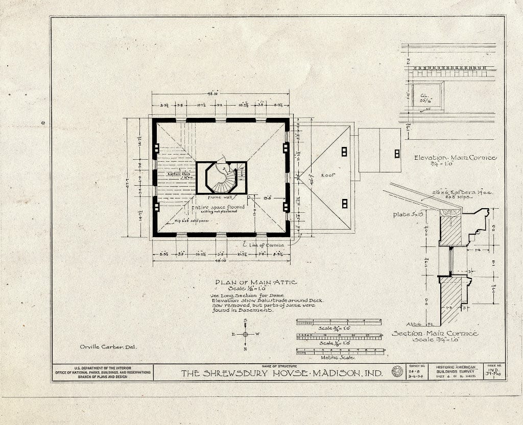 Blueprint HABS IND,39-MAD,1- (Sheet 4 of 16) - Captain Charles L. Shrewsbury House, 301 West First Street (High & Poplar Streets), Madison, Jefferson County, in