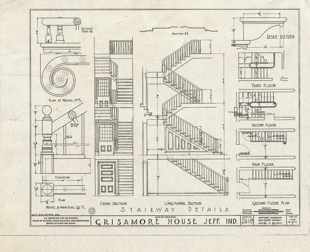 Blueprint HABS IND,10-JEFVI,1- (Sheet 6 of 6) - Grisamore House, 111-113 West Chestnut, Jeffersonville, Clark County, in