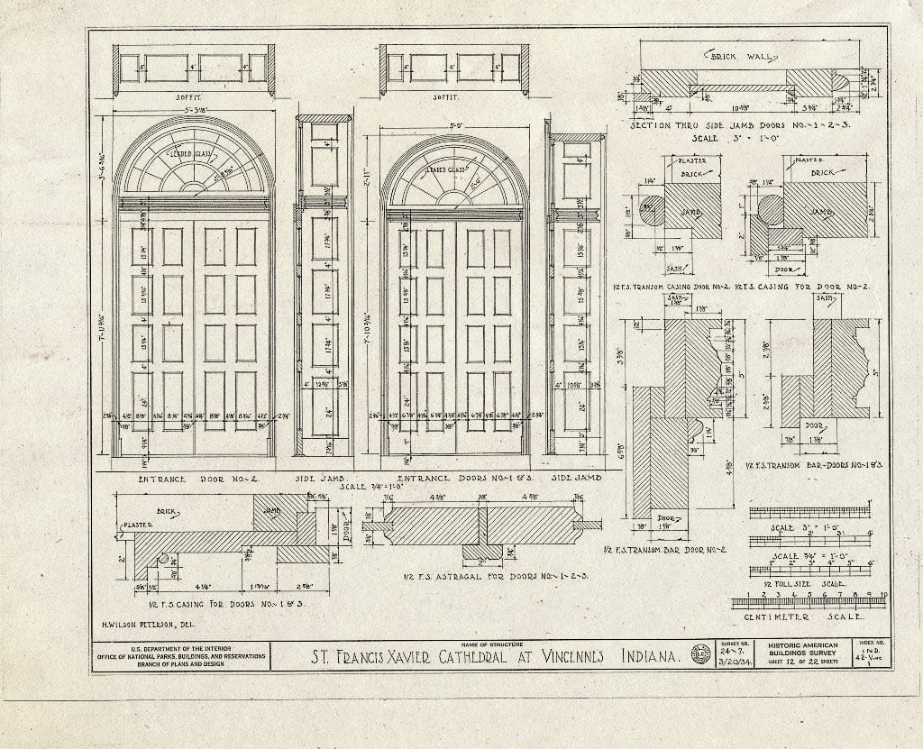 Blueprint HABS IND,42-VINC,1- (Sheet 12 of 22) - St. Francis Xavier Cathedral, Vigo Street, Vincennes, Knox County, in