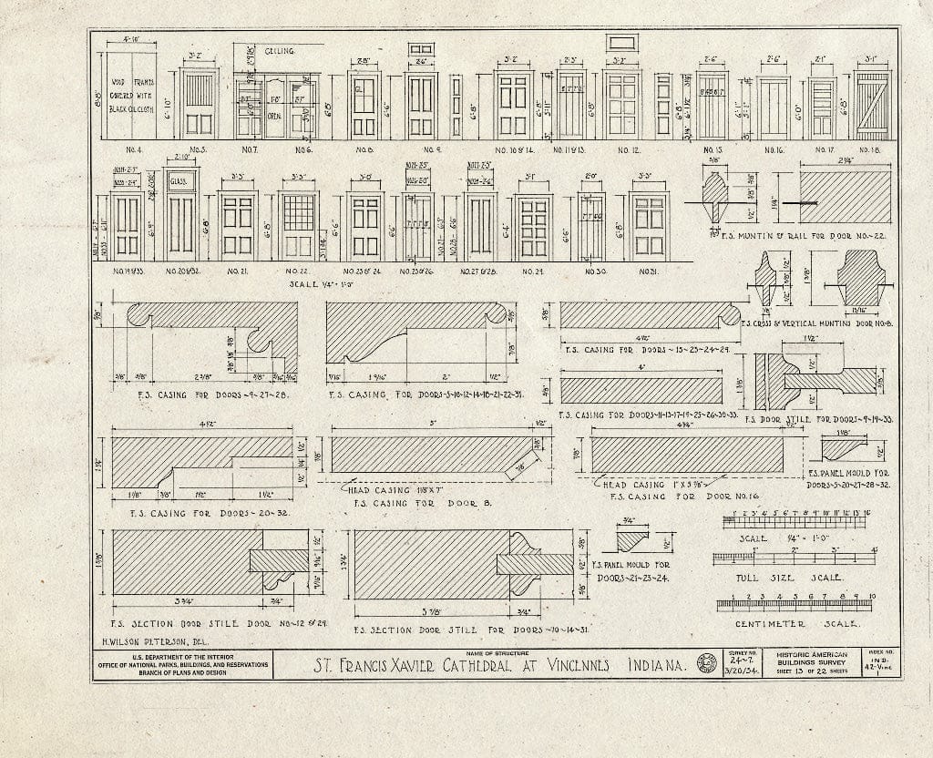 Blueprint HABS IND,42-VINC,1- (Sheet 13 of 22) - St. Francis Xavier Cathedral, Vigo Street, Vincennes, Knox County, in