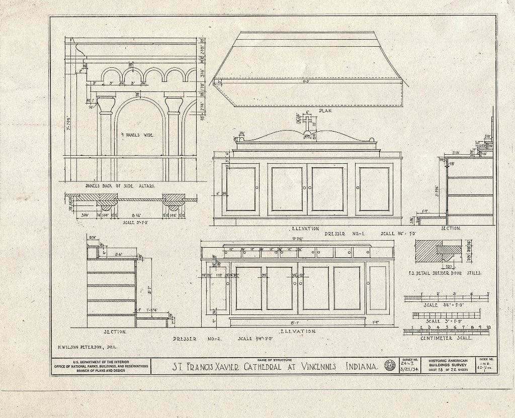 Blueprint HABS IND,42-VINC,1- (Sheet 18 of 22) - St. Francis Xavier Cathedral, Vigo Street, Vincennes, Knox County, in