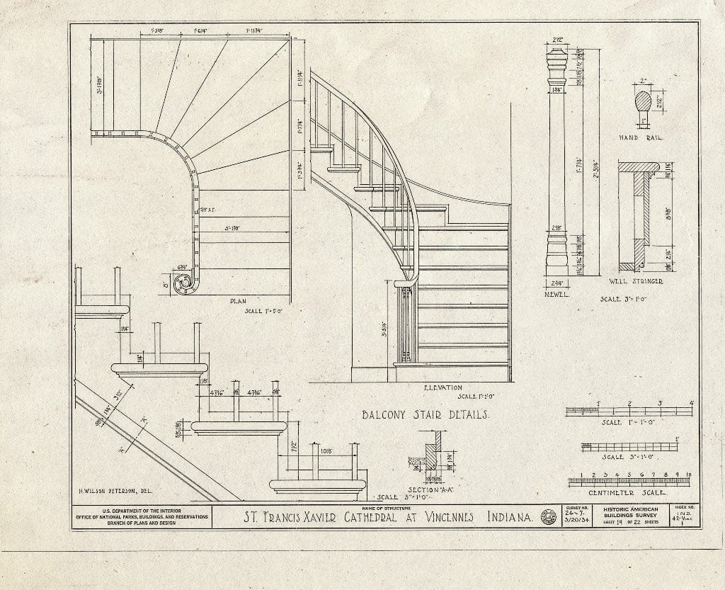 Blueprint HABS IND,42-VINC,1- (Sheet 19 of 22) - St. Francis Xavier Cathedral, Vigo Street, Vincennes, Knox County, in