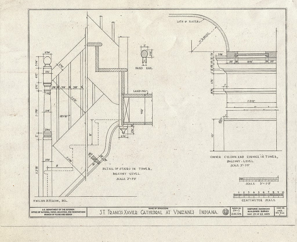 Blueprint HABS IND,42-VINC,1- (Sheet 20 of 22) - St. Francis Xavier Cathedral, Vigo Street, Vincennes, Knox County, in